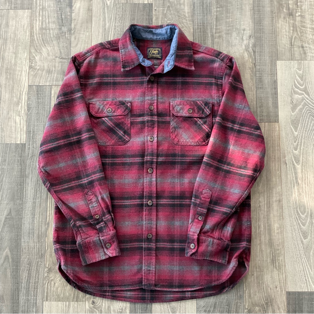 Jachs Heavyweight Flannel Shirt # 1456650 Red/Black/Grey Plaid Men’s Large